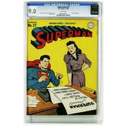 Superman #27 (DC, 1944) CGC VF/NM 9.0 White pages. Supe Superman #27 (DC, 1944) CGC VF/NM 9.0 White 