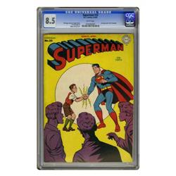 Superman #33 (DC, 1945) CGC VF+ 8.5 White pages. No cop Superman #33 (DC, 1945) CGC VF+ 8.5 White pa