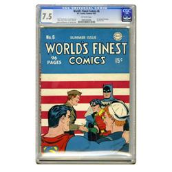 World's Finest Comics #6 (DC, 1942) CGC VF- 7.5 Off-whi World's Finest Comics #6 (DC, 1942) CGC VF- 
