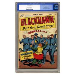 Blackhawk #9 Rockford pedigree (Quality, 1944) CGC VF 8 Blackhawk #9 Rockford pedigree (Quality, 194