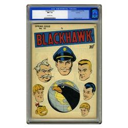 Blackhawk #10 Rockford pedigree (Quality, 1946) CGC NM- Blackhawk #10 Rockford pedigree (Quality, 19