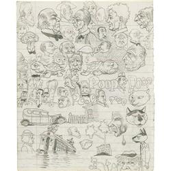 Robert Crumb - "Poop Poop" Sketchbook Page Original Art Robert Crumb - "Poop Poop" Sketchbook Page O