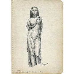 Virgil Finlay - Venus Illustration Original Art (1935). Virgil Finlay - Venus Illustration Original 