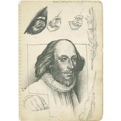 Virgil Finlay - Portrait of William Shakespeare Pencil Virgil Finlay - Portrait of William Shakespea