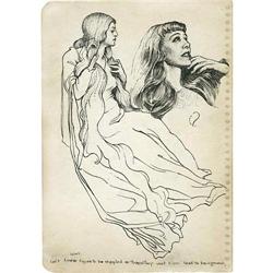 Virgil Finlay - Woman Combing Her Hair Illustration Ori Virgil Finlay - Woman Combing Her Hair Illus