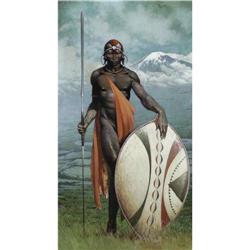 FRANK FRAZETTA (American b. 1928)Masai Warrior, 1960Oil Frank Frazetta - "Masai Warrior" Painting Or