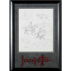 Frank Frazetta - Horses and Riders Sketch Original Art Frank Frazetta - Horses and Riders Sketch Ori