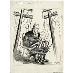 Rube Goldberg - Editorial Cartoon Original Art, dated 4 Rube Goldberg - Editorial Cartoon Original A