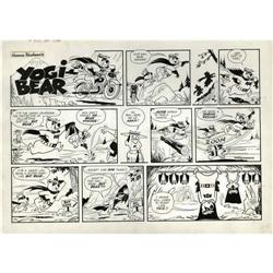 Gene Hazleton - Yogi Bear Sunday Comic Strip Original A Gene Hazleton - Yogi Bear Sunday Comic Strip