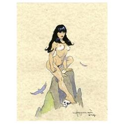 Mike Hoffman - Female Nude on Rock Illustration Origina Mike Hoffman - Female Nude on Rock Illustrat