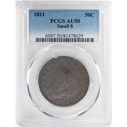 1811 Small 8 Capped Bust Half Dollar Coin PCGS AU50