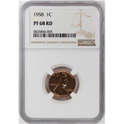 1958 Proof Lincoln Wheat Cent Coin NGC PF68RD