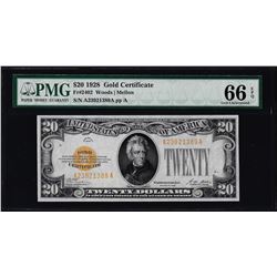 1928 $20 Gold Certificate Note Fr.2402 PMG Gem Uncirculated 66EPQ