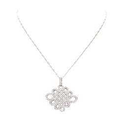 14 & 18KT White Gold 0.85 ctw Diamond Pendant & Chain