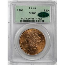 1901 $20 Liberty Head Double Eagle Gold Coin PCGS MS65 CAC