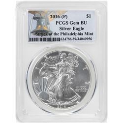 2016-P $1 American Silver Eagle Coin PCGS Gem BU Struck at the Philadelphia Mint