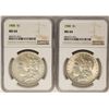 Image 1 : Lot of (2) 1900 $1 Morgan Silver Dollar Coins NGC MS64