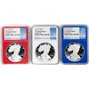 Image 1 : Set of 2019-W $1 Proof American Silver Eagle Coins NGC PF70 Ultra Cameo Red White Blue