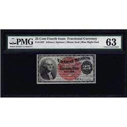 March 3, 1863 25 Cents 4th Issue Fractional Currency Note PMG Choice Uncirculated 63