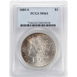 1885-S $1 Morgan Silver Dollar Coin PCGS MS61