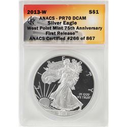 2013-W $1 Proof American Silver Eagle Coin ANACS PR70 DCAM First Release