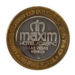 .999 Silver Maxim Hotel & Casino Las Vegas, NV $10 Limited Edition Gaming Token