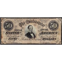1864 $50 Confederate States of America Note