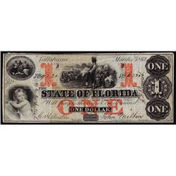 1863 $1 The State of Florida Obsolete Note