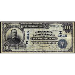 1902 DB $10 Franklin NB of Washington, DC CH# 9545 National Currency Note
