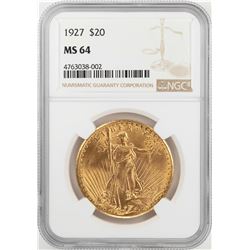 1927 $20 St. Gaudens Double Eagle Gold Coin NGC MS64