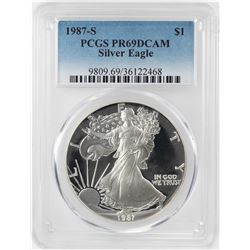 1987-S $1 Proof American Silver Eagle Coin PCGS PR69DCAM