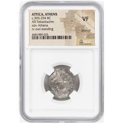 393-294 BC Attica Athens AR Tetradrachm Athena Owl Coin NGC VF