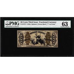 1863 Third Issue 50 Cents Spinner Fractional Currency Note Fr.1372 PMG Choice Unc. 63