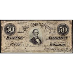 1864 $50 Confederate States of America Note