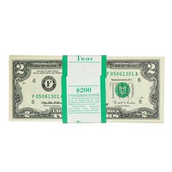 Pack of (100) Consecutive 1995 $2 Federal Reserve Notes Atlanta