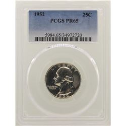 1952 Proof Washington Quarter Coin PCGS PR65