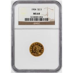 1904 $2 1/2 Liberty Head Quarter Eagle Gold Coin NGC MS64