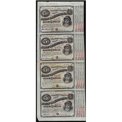 Uncut Sheet of (4) State of Louisiana Baby Bond Obsolete Notes