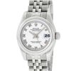 Image 3 : Rolex Ladies Stainless Steel White Roman Quickset Datejust Wristwatch With Rolex Box