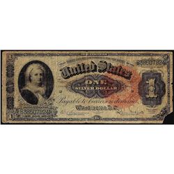 1886 $1 Martha Washington Silver Certificate Note Corner Missing