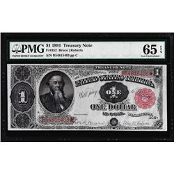 1891 $1 Treasury Note Fr.352 PMG Gem Uncirculated 65EPQ