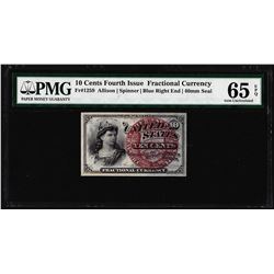 1863 Ten Cents Fourth Issue Fractional Note Fr.1259 PMG Gem Uncirculated 65EPQ