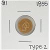 Image 1 : 1855 Type 2 $1 Indian Princess Head Gold Dollar Coin