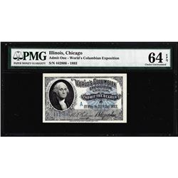 1893 World's Columbian Exposition Ticket Washington PMG Choice Uncirculated 64EPQ