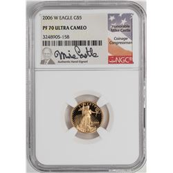 2006-W Proof $5 American Gold Eagle Coin NGC PF70 Ultra Cameo Mike Castle Signature