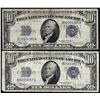 Image 1 : Lot of (2) 1934C $10 Silver Certificate Notes