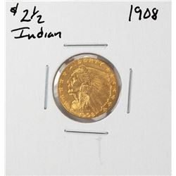 1908 $2 1/2 Indian Head Quarter Eagle Gold Coin