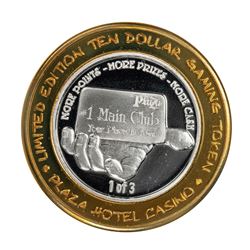 .999 Silver Plaza Hotel & Casino Nevada $10 Gaming Token Limited Edition