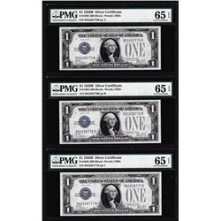 (3) Consecutive 1928B $1 Silver Certificate Notes Fr.1602 PMG Gem Uncirculated 65EPQ