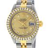Image 1 : Rolex Ladies Quickset Two Tone Champagne Channel Diamond Datejust Wristwatch
